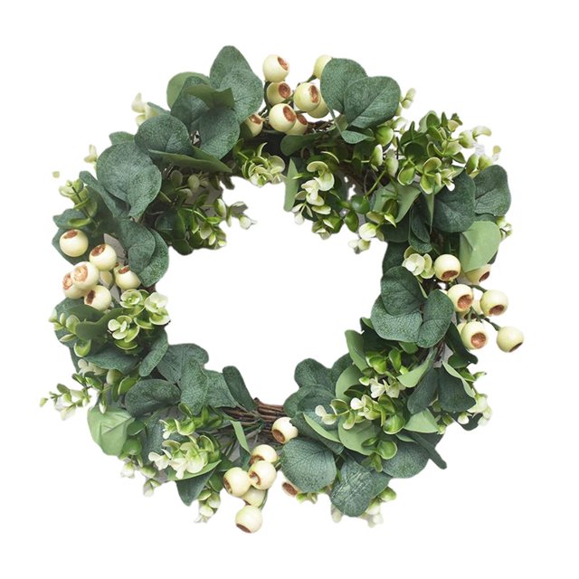 GUOOL 42cm Welcome Wreath for Farmhouse Front Porch Decor Rustic Door Hanging Greenery