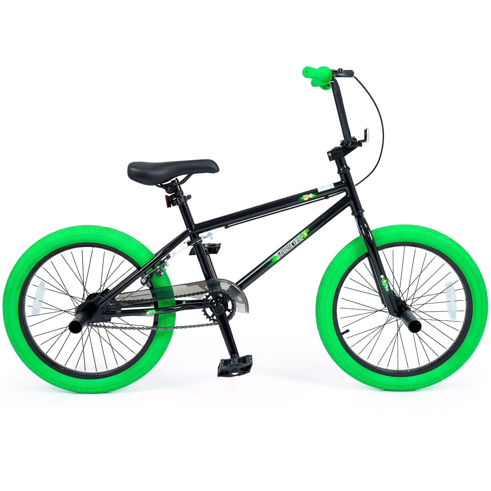 MULTIGOT Freestyle BMX Bike, 20" Trick Bicycle w/ 270° Steering, Adjustable Seat Green