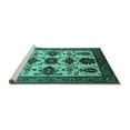 thumbnail image 2 of Ahgly Company Machine Washable Indoor Rectangle Oriental Turquoise Blue Industrial Area Rugs, 7' x 9', 2 of 4