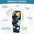 thumbnail image 2 of Yayeee 30oz Double-Wall Insulated Stainless Steel Tumbler with Handle Bottle, Lemon Flowers, 2 of 8