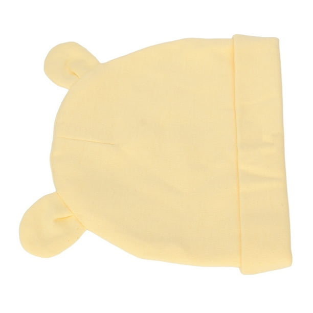 Gorros Para Bebés, Algodón Amarillo Elástico Cómodo Orejas De Oso Lindo Gorro Lavable A Mano Transpirable Para Recién Nacidos Para Bebés