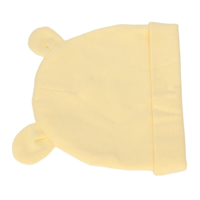 Gorros Para Bebés, Algodón Amarillo Elástico Cómodo Orejas De Oso Lindo Gorro Lavable A Mano Transpirable Para Recién Nacidos Para Bebés