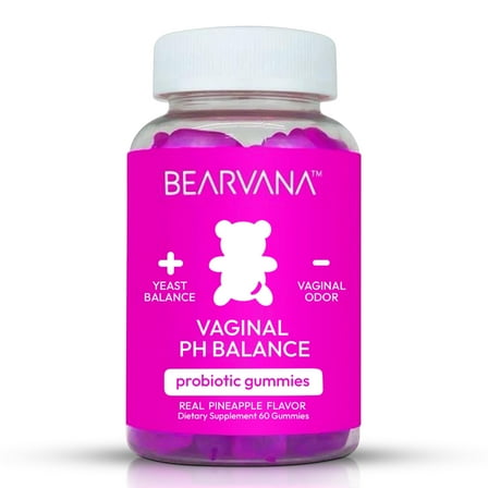 BEARVANA Vaginal pH Balance & Probiotic Gummies for Women, 60 Count, Vaginal Health Feminine Care, Daily Supplement, Pineapple Flavor