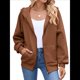 thumbnail image 1 of Sudadera con Capucha y Cremallera para Mujer, de Larga, para Otoño, con Capucha Extragrande, Chaquetas Informales de Moda Marrón XXL, 1 of 9