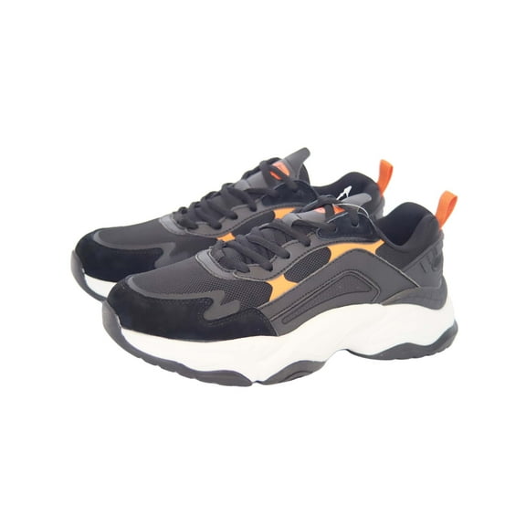 LPMX Men's wide width casual shoes with arch support, black orange