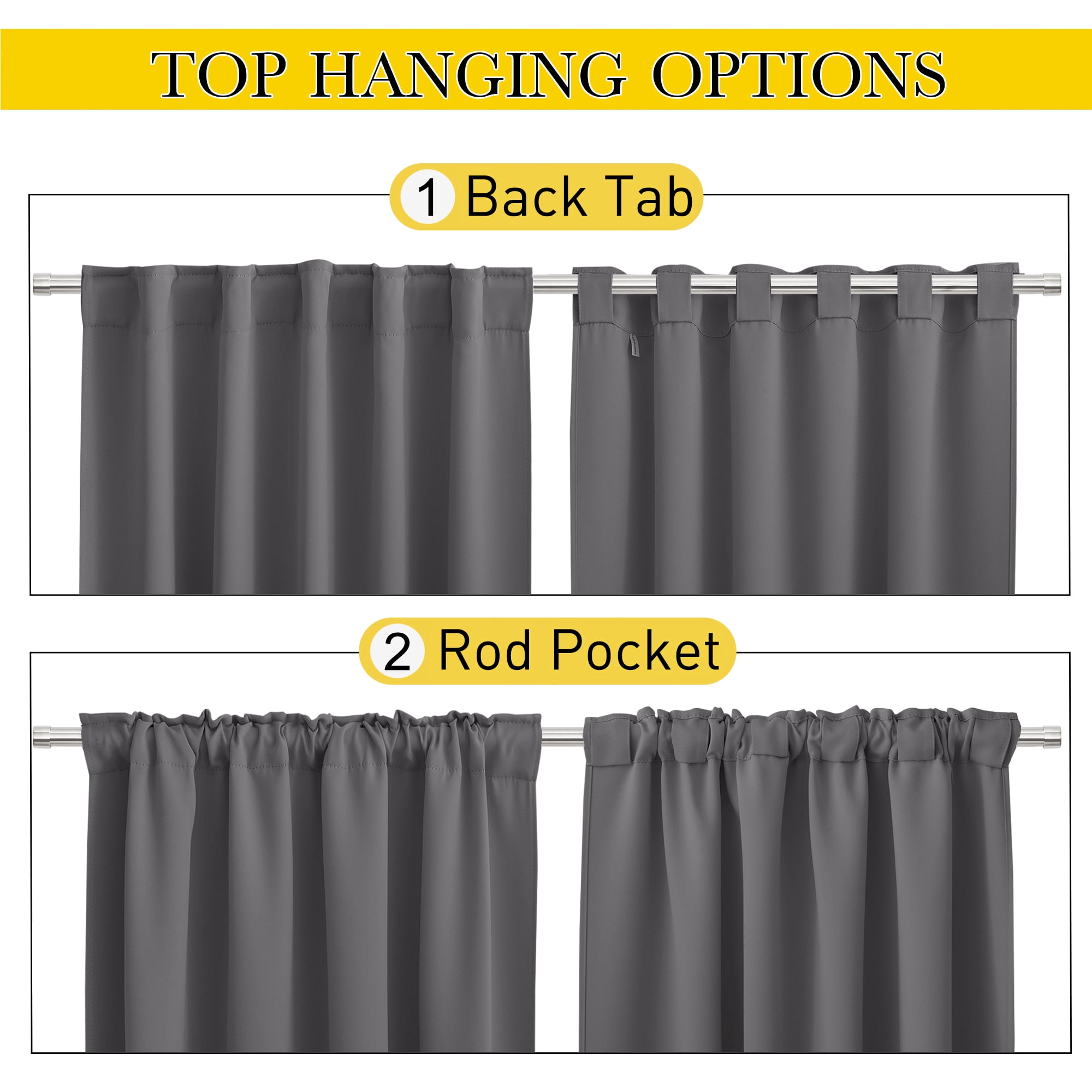 NICETOWN 2 Panels Outdoor Pergola Curtains Waterproof and Windproof Top & Bottom Pocket & Back Tab Blackout Privacy Keep Drapes for Patio with Fixed Rope, 52"x 95", Grey