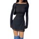 thumbnail image 5 of Txlixc Faldas cortas para mujeres, color sólido / impresión de manga larga sin espalda, negro / caqui, S / M / L Txlixc moda, 5 of 9