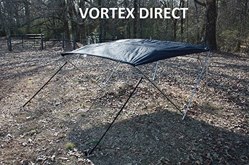 BLACK VORTEX BRAND STAINLESS STEEL FRAME 4 BOW PONTOON DECK BOAT BIMINI TOP 10' LONG, 91-96" WIDE (FAST SHIPPING 1... by VORTEX DIRECT