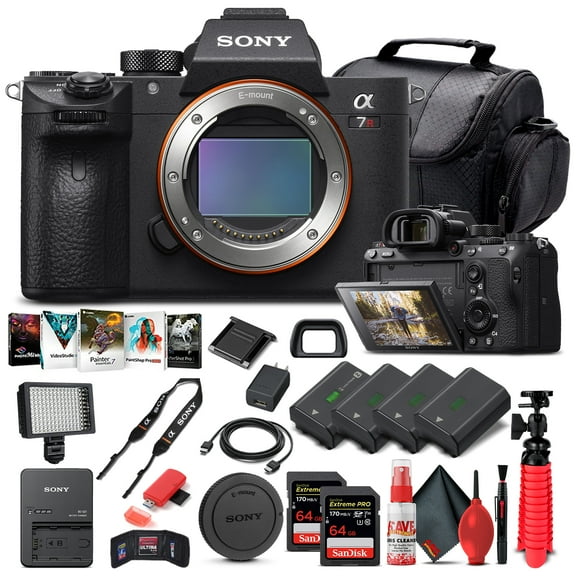 Sony Alpha a7R III Mirrorless Camera Body Only (ILCE7RM3/B) - New Pro Bundle with 2 SanDisk 64GB Memory Cards & Accessories(International Model)
