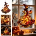 thumbnail image 4 of Liamobondopolis Stained Glass Style Witch Pumpkin Acrylic Hanging Ornament for Halloween Window Door Wall Decor 7.87 In, 4 of 8