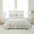 thumbnail image 2 of Move Over Ruffle Duvet Cover Set Beige Duvet Cover Set Queen Size Ruffle Pattern Soft Microfiber Boho Bedding Set, 2 of 8