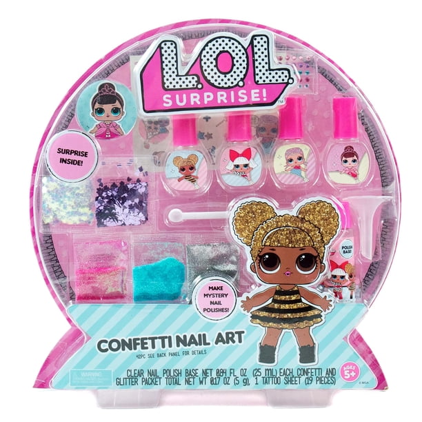 Set de decoración de uñas L.O.L. Surprise Confeti con esmalte de uñas DIY
