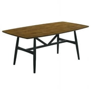 Furniture of America Kapok Solid Wood Rectangle Dining Table in Oak and Black