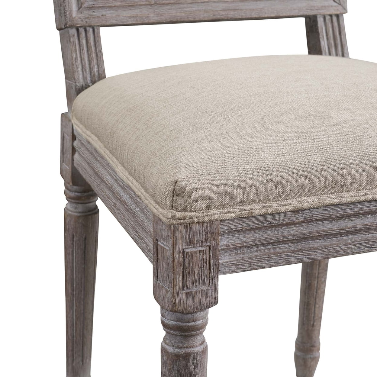 Modway Court 20" Polyester Fabric Dining Side Chair in Beige (Set of 2)