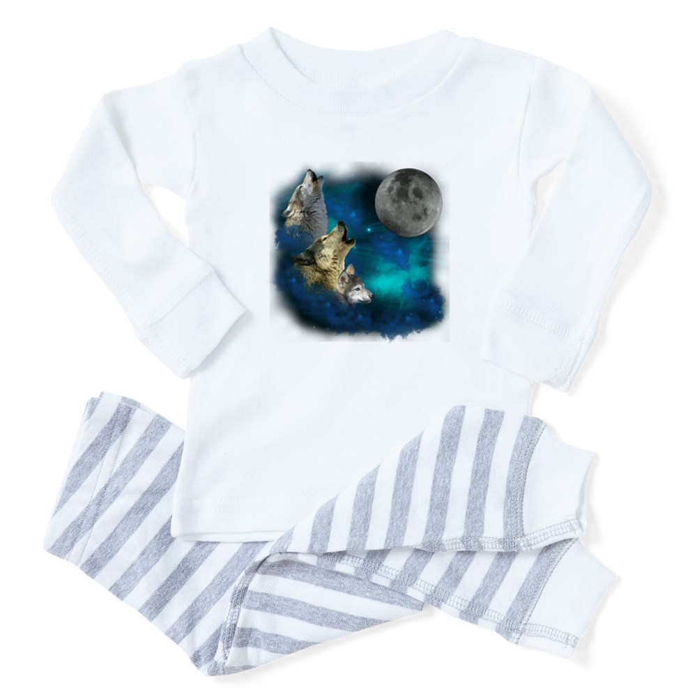 CafePress Northern Lights Wolfs Family Moon Mens Pajama Set