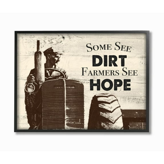 Stupell Industries Farmers See Hope Rustic Wood Texture Word Design Graphic Art Black Framed Art Print Wall Art, 24x30, by The Saturday Evening Post
