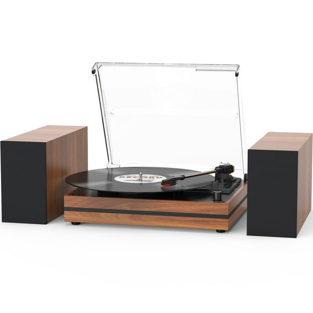 Tocadiscos Record Player Seasonlife, vintage, con transmisión por correa, madera roja