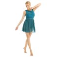thumbnail image 2 of iEFiEL Jupe Justaucorps de Danse Moderne pour Femmes en Chiffon Asymétrique Vert TG, 2 of 7