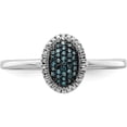 thumbnail image 4 of Sterling Silver Ss Rh Plated White Night Blue Diamond Oval Ring (Size 7) Made In India qr6513-7, 4 of 5