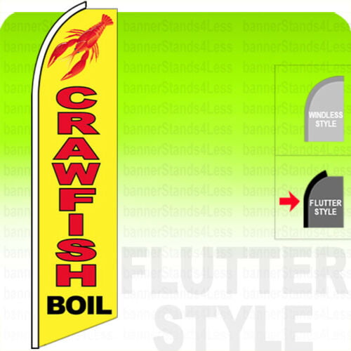 Windless Swooper Flag 2.5x11.5 ft Feather Banner Sign rb CRAWFISH BOIL 