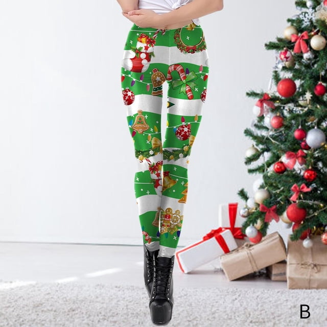 Leggings ajustados de Navidad, mallas elásticas pantalones de yoga, pantalones de reno de de nieve, mujeres informales para deporte, B Baoblaze Polainas de las mujeres