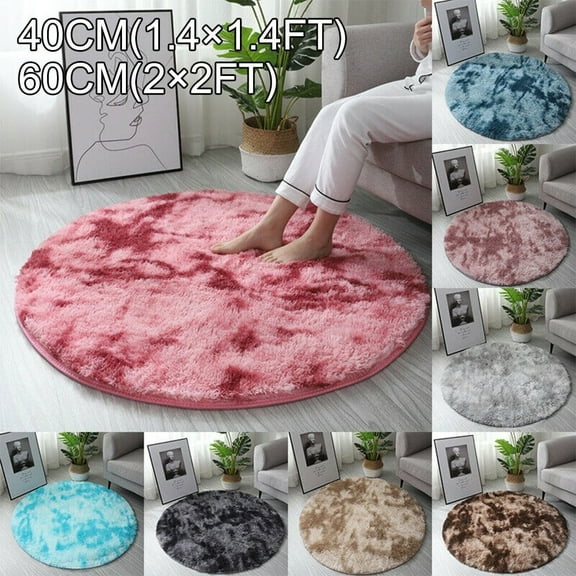 Rug Circle Plush Round Shaggy Living Room Bedroom Carpet Floor Mat Anti-Skid Home Textile Accessories 1pc Tie-dye