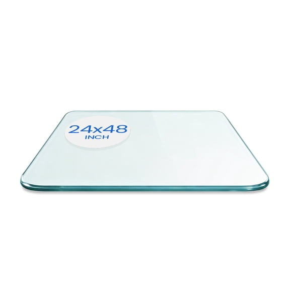 Dulles Glass 24"x48" Rectangle Table Top 3/8" Thick, Pencil Polished Tempered Glass for Indoor Dining or Outdoor Patio, 40 Pounds