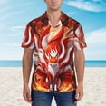 thumbnail image 2 of Fotbe Red Sun Flame Fox Camisa Hawaiana para Hombre Unisex – Camisa Casual de Verano con Botones de Manga Corta de Algodón y Lino,3X-Large, 2 of 7