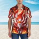 thumbnail image 2 of Balery Red Sun Flame Fox Camisas hawaianas de manga corta para hombre, camisas playeras de corte holgado, camisas de vacaciones con botones,Medium, 2 of 7