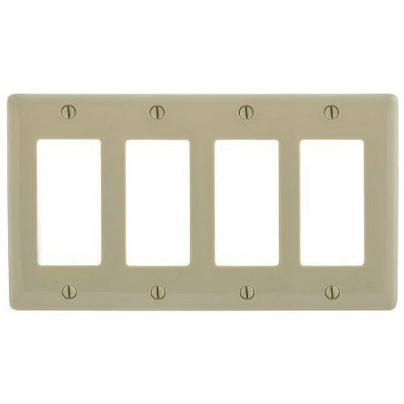 Hubbell NPJ264I Ivory Nylon Mid-Sized 4-Gang Decorator/GFCI Wallplate