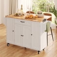 thumbnail image 5 of Noelse Kitchen Island with Storage on Wheels, Rolling Kitchen Cart with Drop Leaf, Drawer, Cabinet & Rubber Wood Top, White, 5 of 8