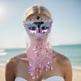 thumbnail image 5 of Unique Bargains 1 Pc Veiled Half Face Party Mask for Masquerade Party Purple, 5 of 5