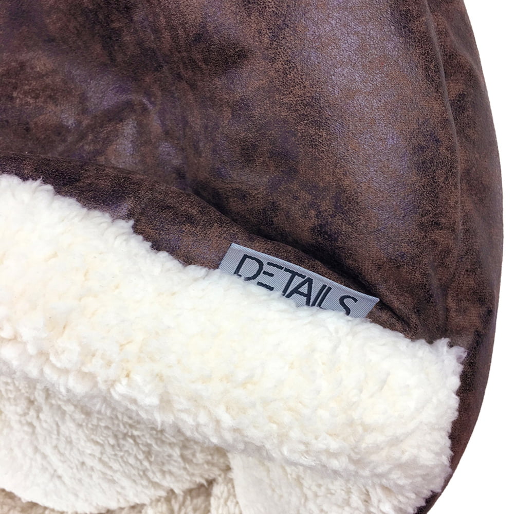 Precious Tails Vegan Leather Deep Dish Cave Pet Dog Bed - Medium