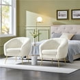thumbnail image 2 of Yaheetech Channel Tufted Accent Chair with Gold Metal Legs, Set of 2,Ivory, 2 of 7