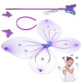thumbnail image 1 of 1 Juego de alas de disfraz de mariposa para niñas, diadema con antena de mariposa, varita de princesa para fiestas de cumpleaños y disfraces de Halloween, 1 of 7