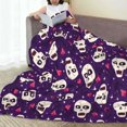 thumbnail image 3 of LNWH Catrina Muertos Spooky Skeleton Pattern Throw Blanket, Flannel Sofa Blankets for All Seasons, 60"x50", 3 of 8