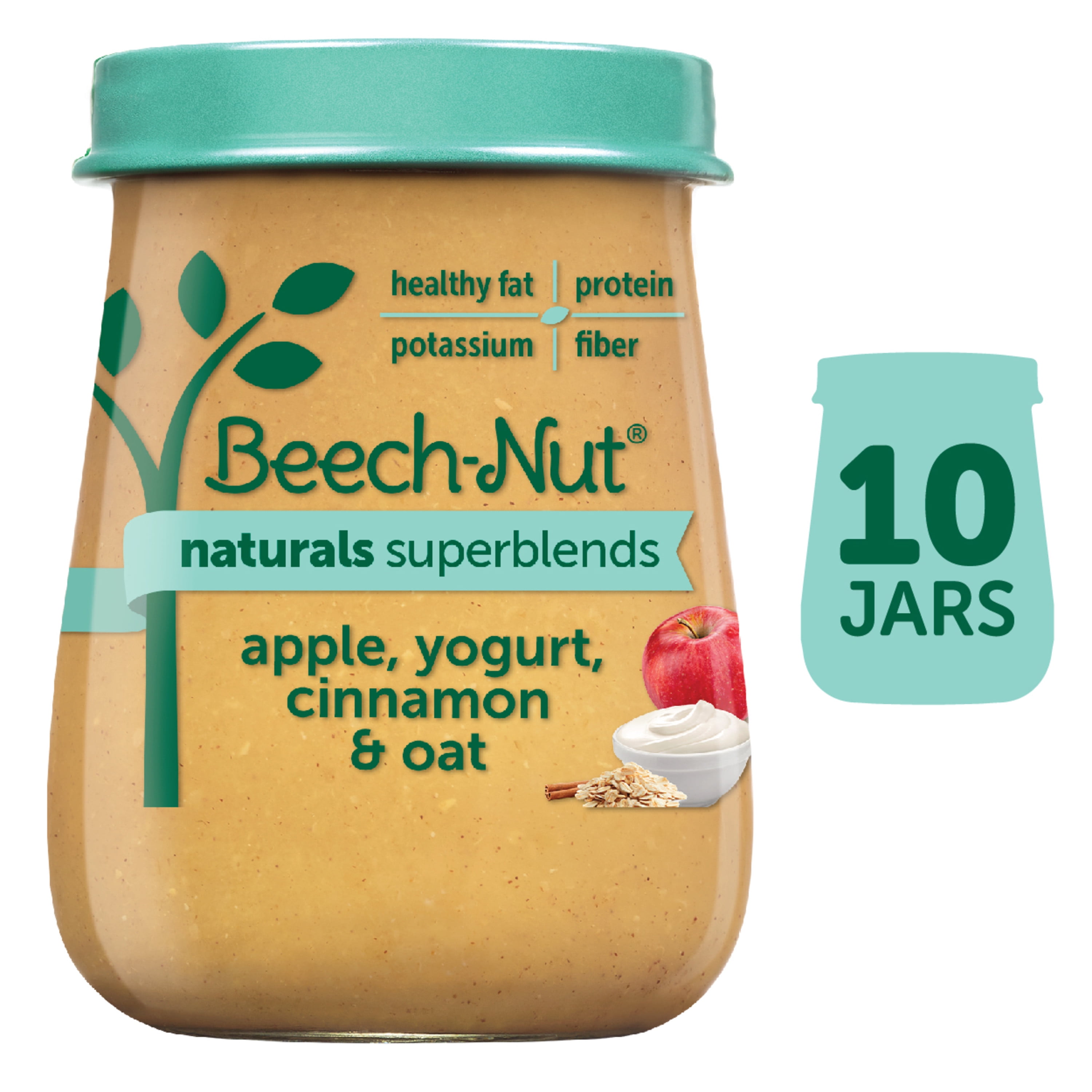 Beech-Nut Superblends Stage 3 Baby Food, Apple Yogurt Cinnamon & Oat, 4 oz Jar (10 Pack)