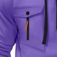 thumbnail image 6 of Evdexr Big and Tall Hoodies Mens Tactical Quarter Zip Pullover Winter Drawstring Long Sleeve Workout Hoodie Fall Kangaroo Pockets Loose Fit Cargo Hoody Purple 2XL, 6 of 7