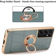 thumbnail image 4 of Electroplated Magnetic Ring Holder Case, 360 Degree with Rotation Metal Finger Ring Holder Magnet Car Holder Soft Silicone Shockproof Cover for Samsung Galaxy S22 Ultra 5G - Gray, 4 of 12