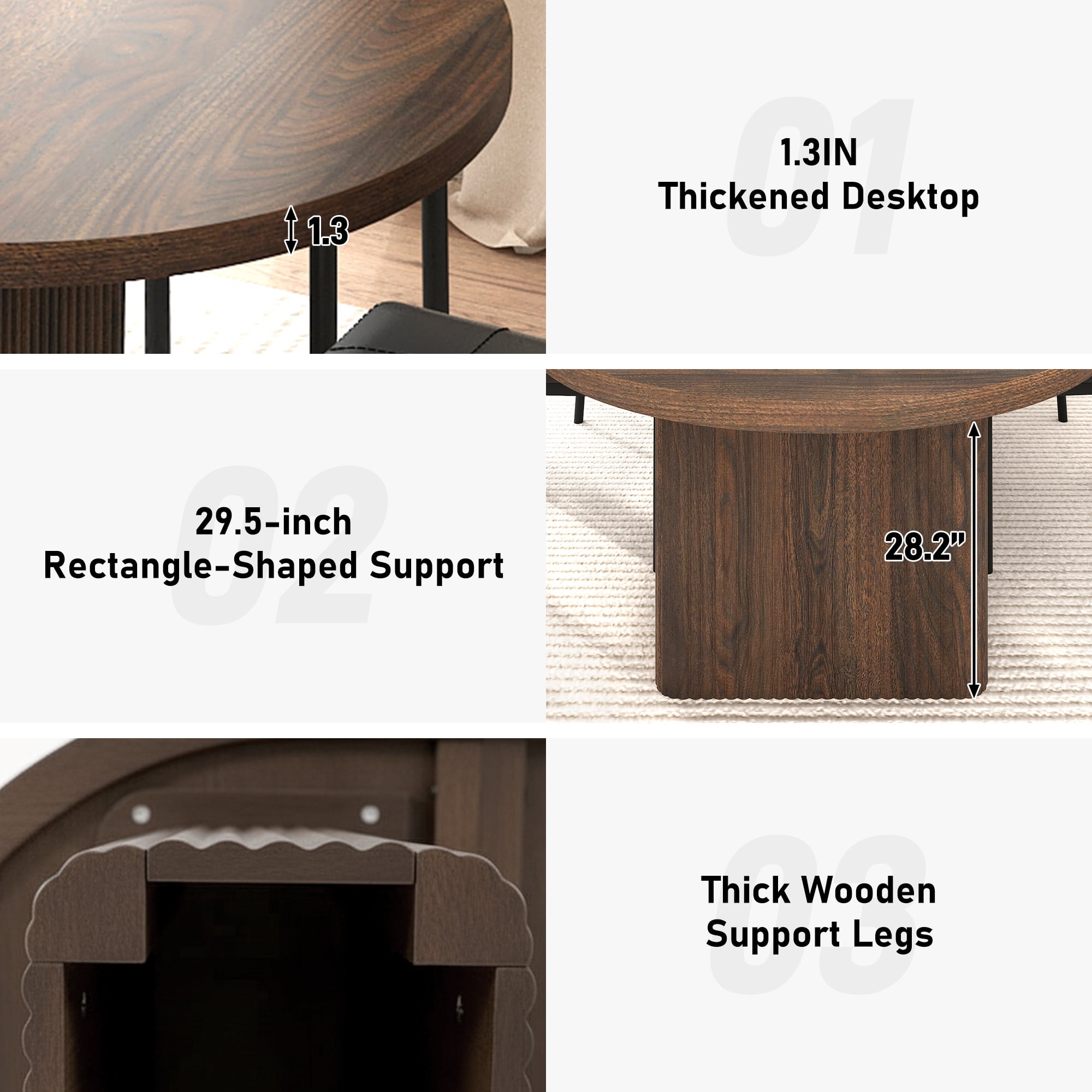 Blotout 70.9 Inch Oval Wood Strip Base Dining Table for 6-8 People,Modern Farmhouse Table for Kitchen & Dinner & Reception Room