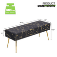 thumbnail image 2 of Magshion Rectangular Tufted Velvet Marbling Pattern Ottoman, Entryway Microfiber Shoe Stool, Bedroom End of Bed Bench, Home Footrest Footstool, Black/Gold, 2 of 8