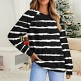 thumbnail image 2 of Otntypg Fall Womens Baggy Sweatshirts Lightweight Casual Striped Color Block Printed Long Sleeve Oversized Crewneck Pullover Tops with Pockets Trendy Basic Tunic Outfit Clothes Black XXL, 2 of 5