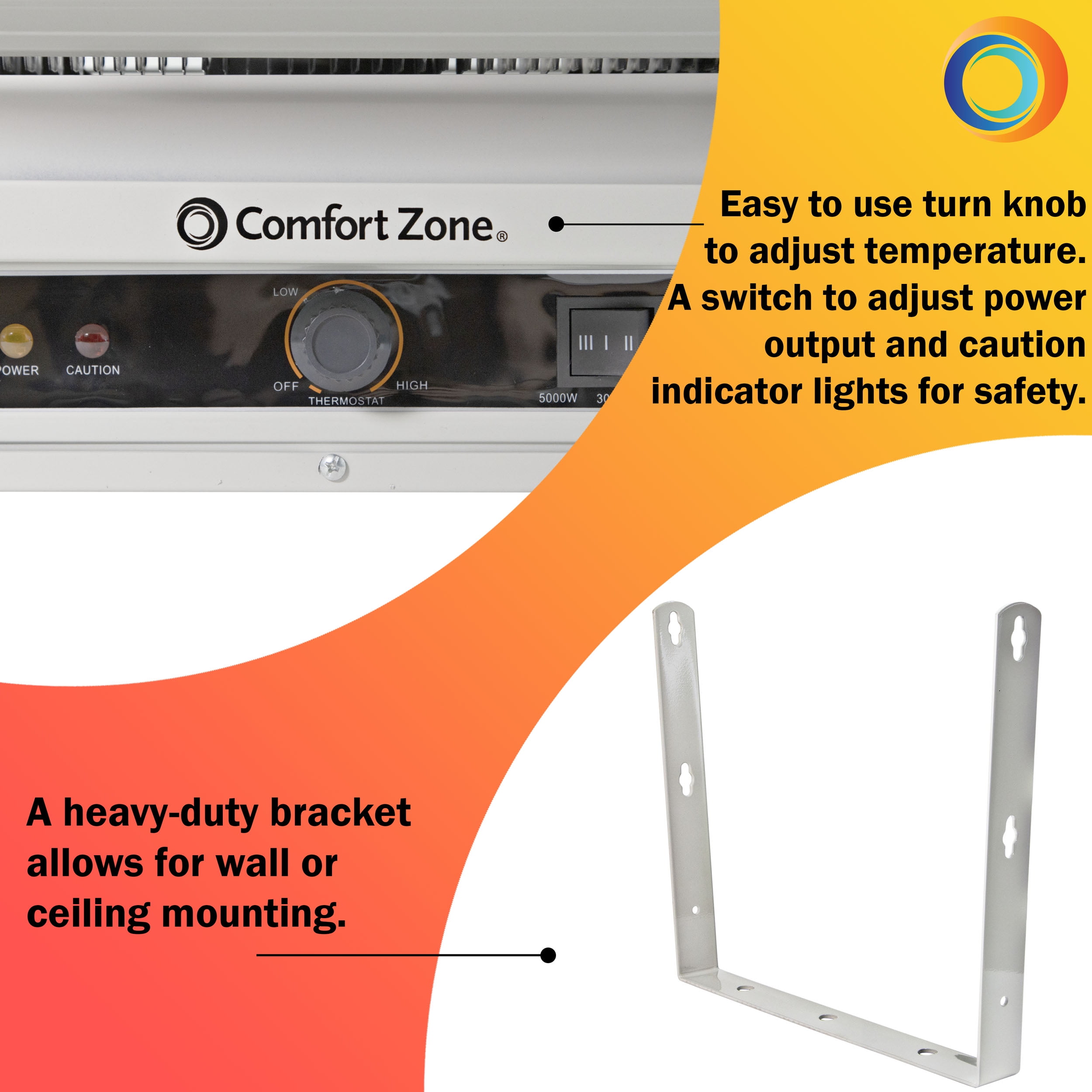 Comfort Zone 5,000W,Electric, Ceiling-Mounted, 3-Setting, Fan-Forced Industrial Heater, Grey Sansujyuku sansujyuku.com