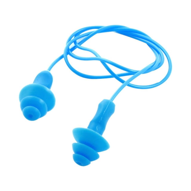 Plastic 20.5" String Swimming Flexible Soft Silicone Ear Plugs Earplug Blue