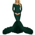 thumbnail image 4 of Lace Off Shoulder Long Sleeve Maternity Gown with Tulle Train for Bridal Baby Shower, 4 of 8