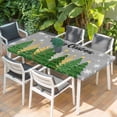 thumbnail image 2 of Grey Christmas Table Cloths for 3 Foot Rectangle Tables, Green Xmas Tree Snowflake Stars Winter Patio Waterproof Elastic Fitted Tablecloths, Washable Rectangular Table Cover for Camping, 2 of 8