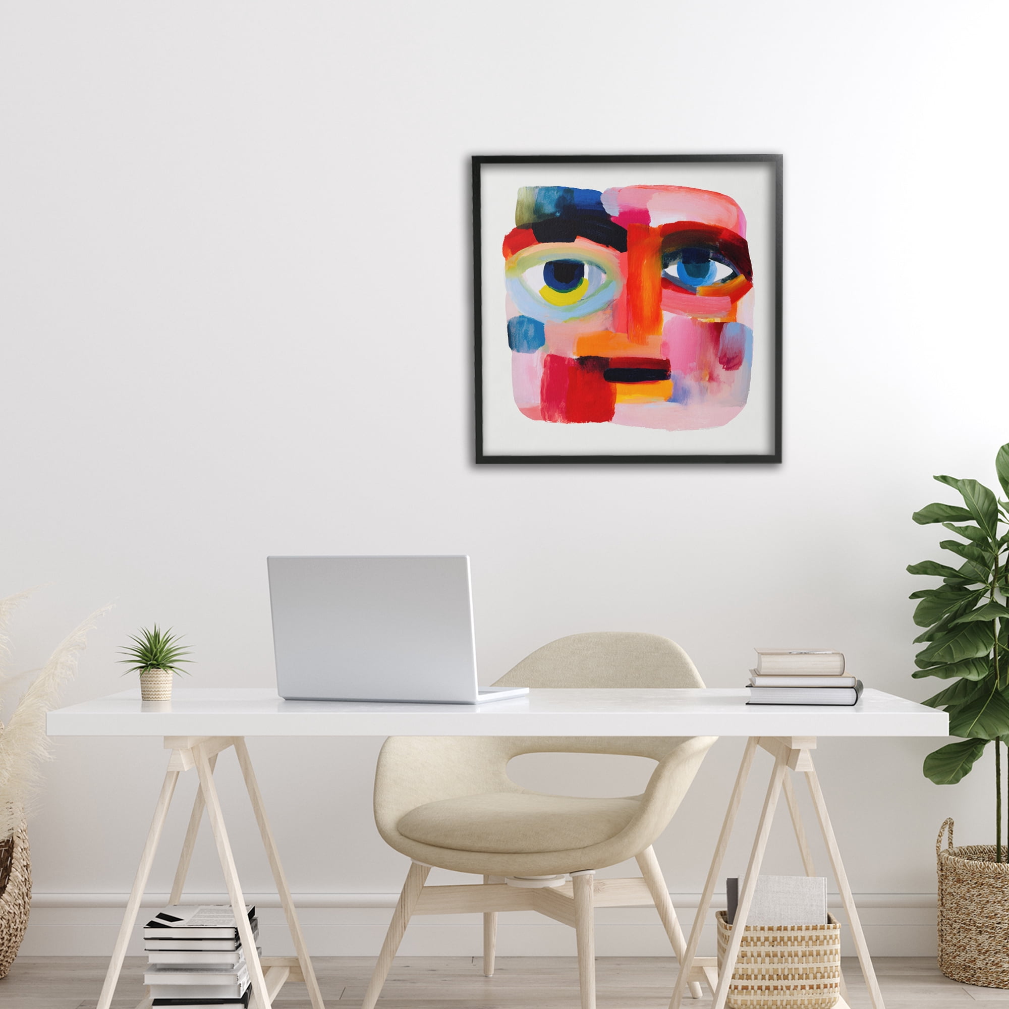 Stupell Industries Cubist Gaze in Vivids Black Framed Giclee Art, design by Chromatic Storm Studio
