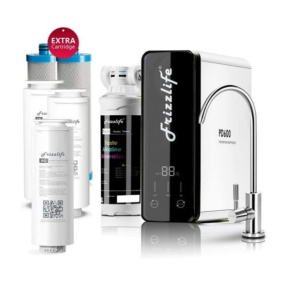 RO Reverse Osmosis Water Filtration System - 600 GPD High Flow, Tankless, Reduce TDS, Compact, Alkaline Mineral PH, 1.5:1 Drain Ratio, PD600-TAM3, with Two Years Replacement Filters…
