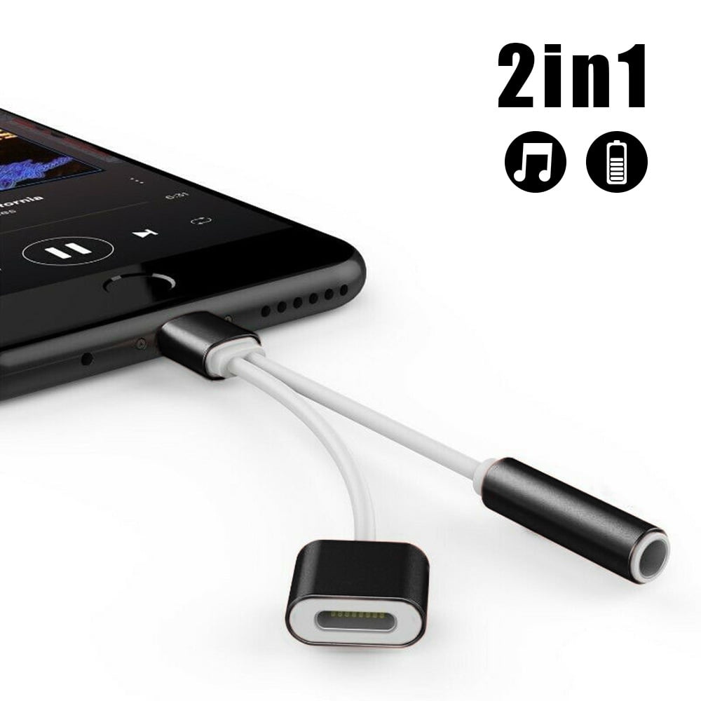 Headphone Adapter for iPhone 3.5 mm Jack Charger Dongle 2 in 1 Splitter