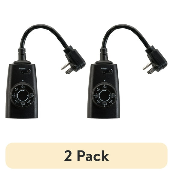 (2 pack) Hyper Tough Outdoor Grounded Photocell Dusk to Dawn Timer Single Outlet, 10 Amps